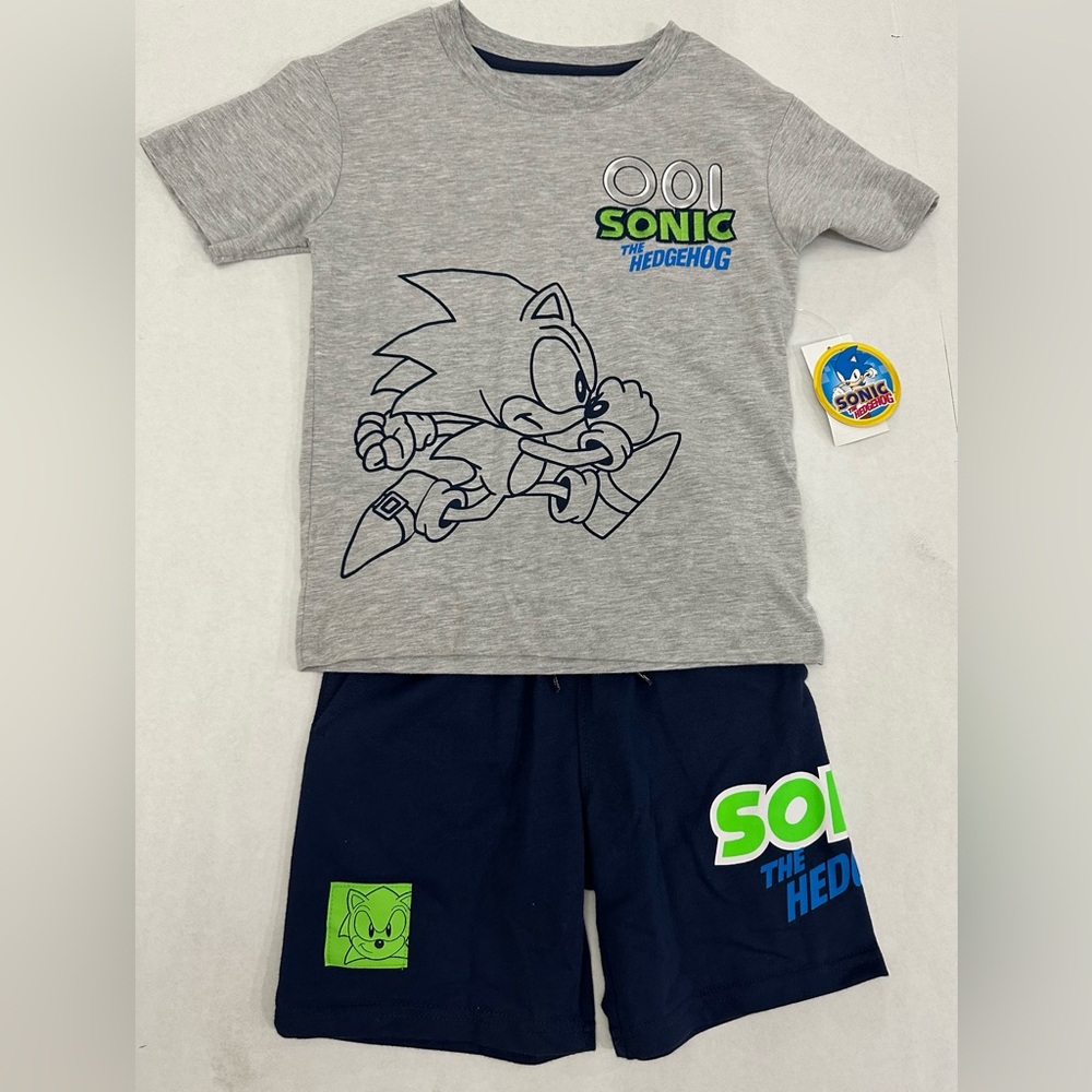 Sonic the Hedgehog Grey & Navy Kids Tee and Shorts Set